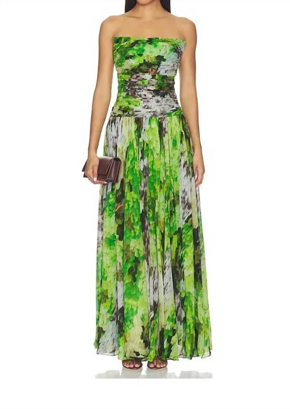NEW LA FUORI fairy fern draped dress in green printed